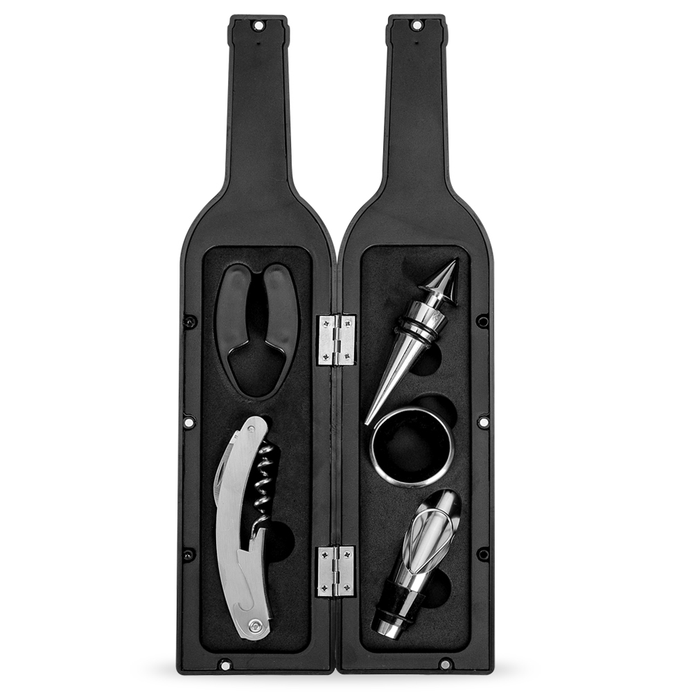 Kit Vinho Garrafa pecas PRETO