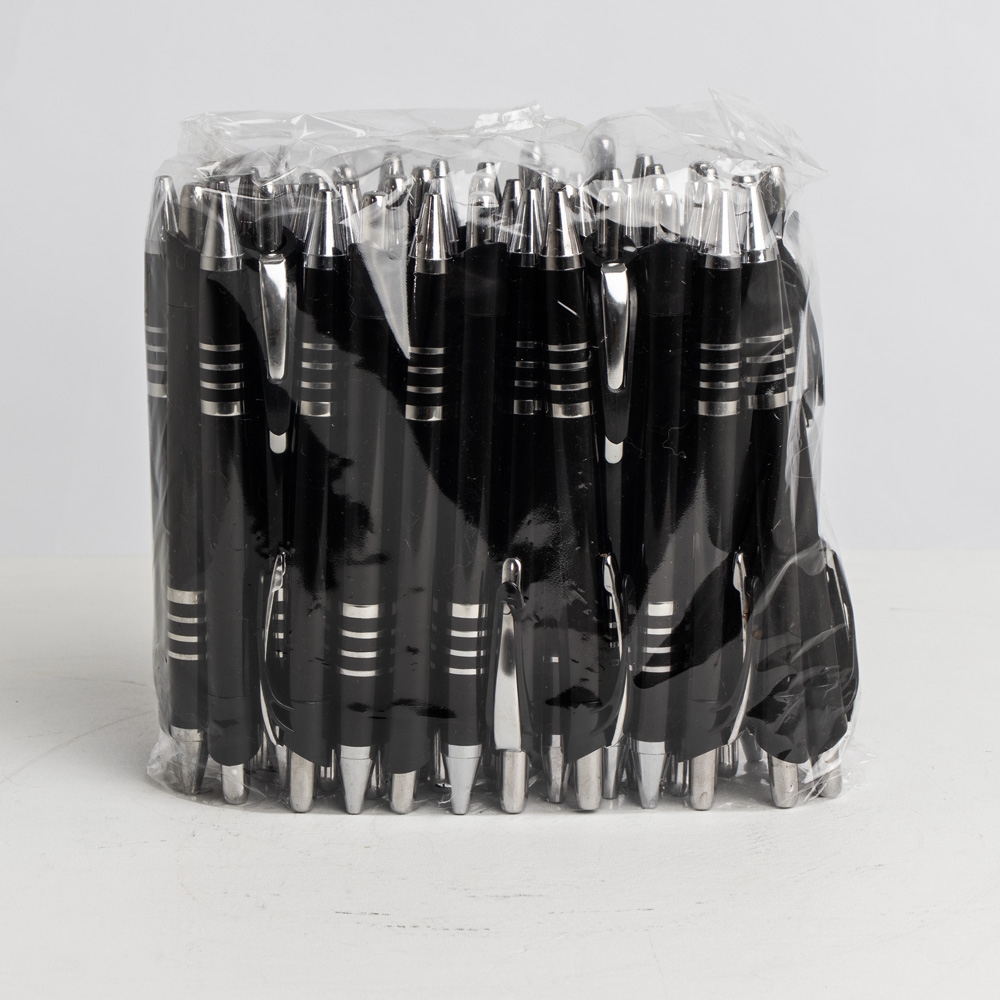 Pacote com Canetas Plasticas PRETO