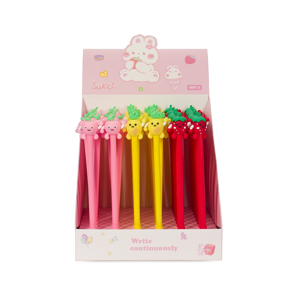Caneta Plastica Gel Frutas