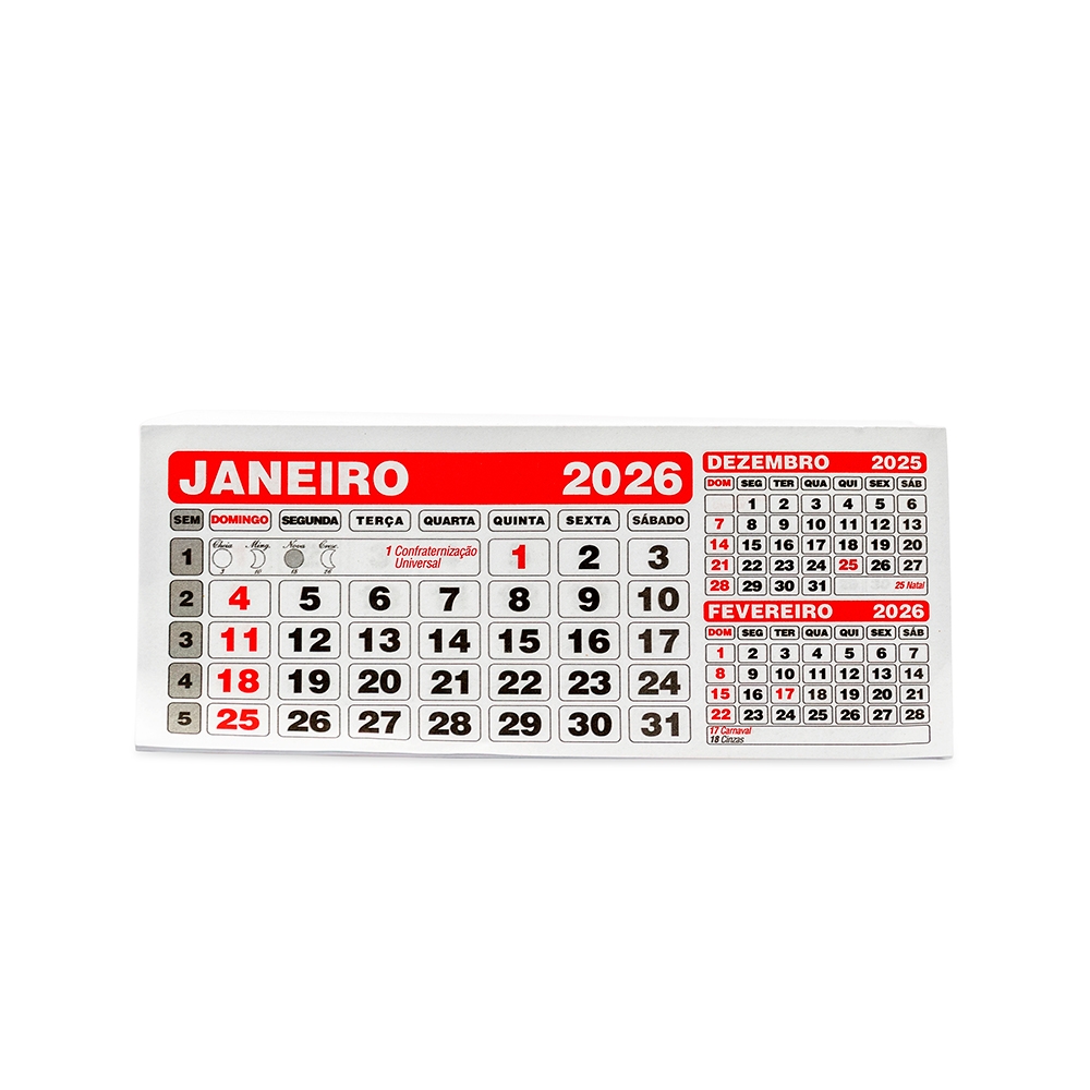 Folhinha Calendario BRANCO
