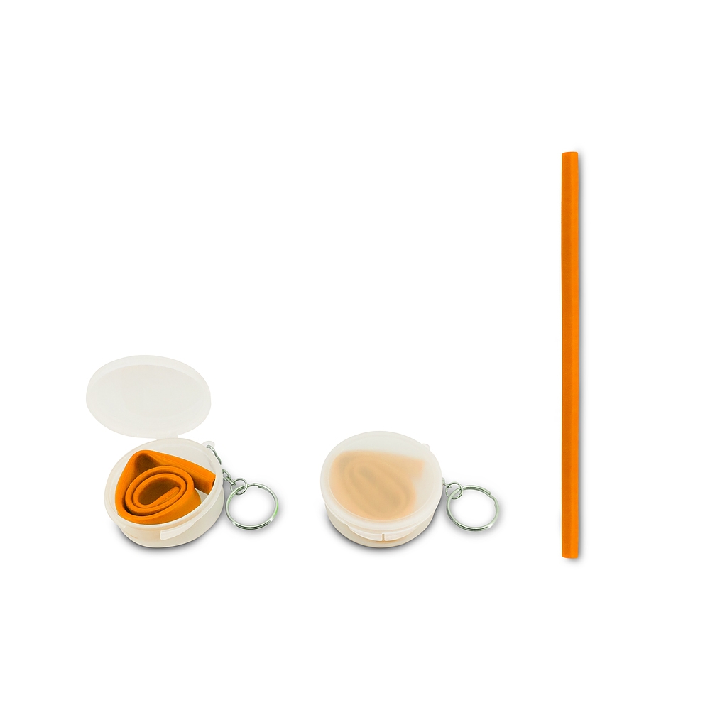Canudo de Silicone com Estojo LARANJA