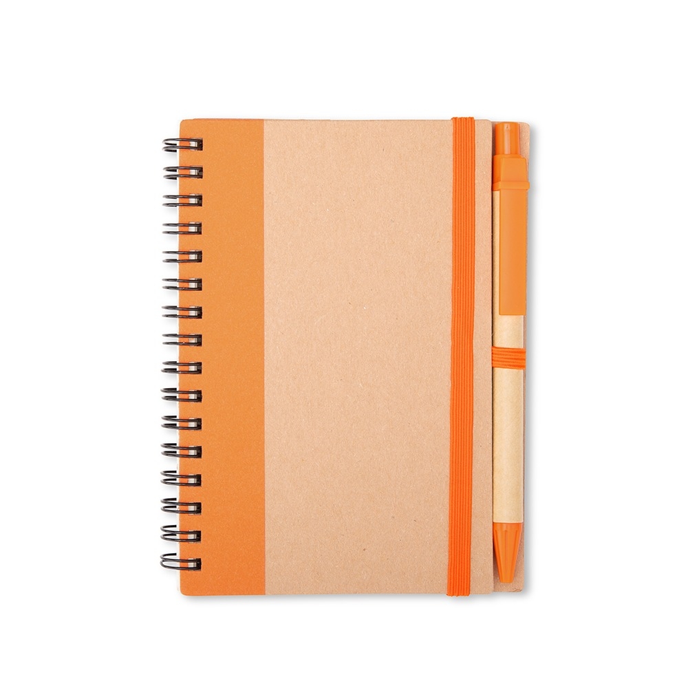 Caderno Ecologico com Caneta LARANJA